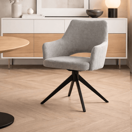 Moderne Drehbare Esszimmerstuhl Grau Stoff Sid - Mit Armlehnen 