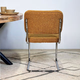 Eetkamerstoelen - Moderne Eetkamerstoel Koper Bouclé Stof Sway - Chrome Frame - Zonder Armleuningen - Dimehouse