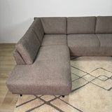 Modernes 3-Sitzer Ecksofa Links Taupe Stoff Aniko mit Liege 240x197x78 cm