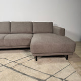 Modernes U-Sofa Ecksofa links, taupe Stoff Aniko, 310x197x78 cm