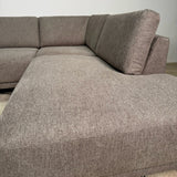 Modernes U-Sofa Ecksofa rechts taupe Stoff Aniko 310x197x78 cm