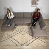 Modernes U-Sofa Ecksofa rechts taupe Stoff Aniko 310x197x78 cm