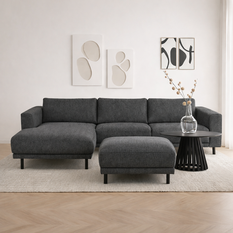 Modernes 3-Sitzer Ecksofa Rechts Anthrazit Stoff Aniko mit Liege 240x197x78 cm