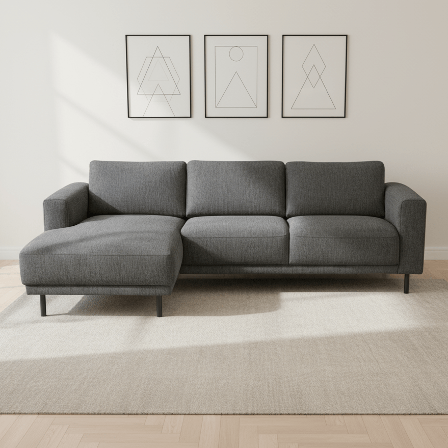 Modernes Ecksofa Links Anthrazit Stoff Aniko mit Chaiselongue 238x142x78 cm