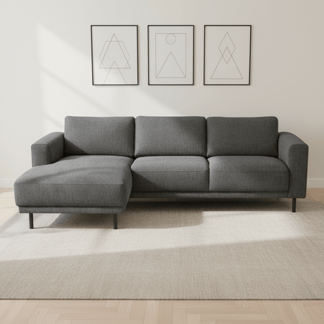 Modernes Ecksofa Links Anthrazit Stoff Aniko mit Chaiselongue 238x142x78 cm