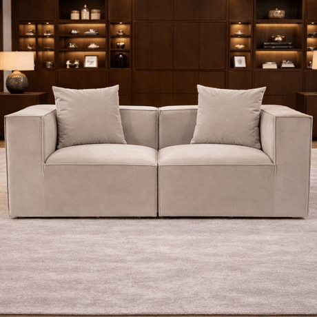 Modulares XXL 2-Sitzer-Sofa Sora 220 cm breit in Beige Leinen 