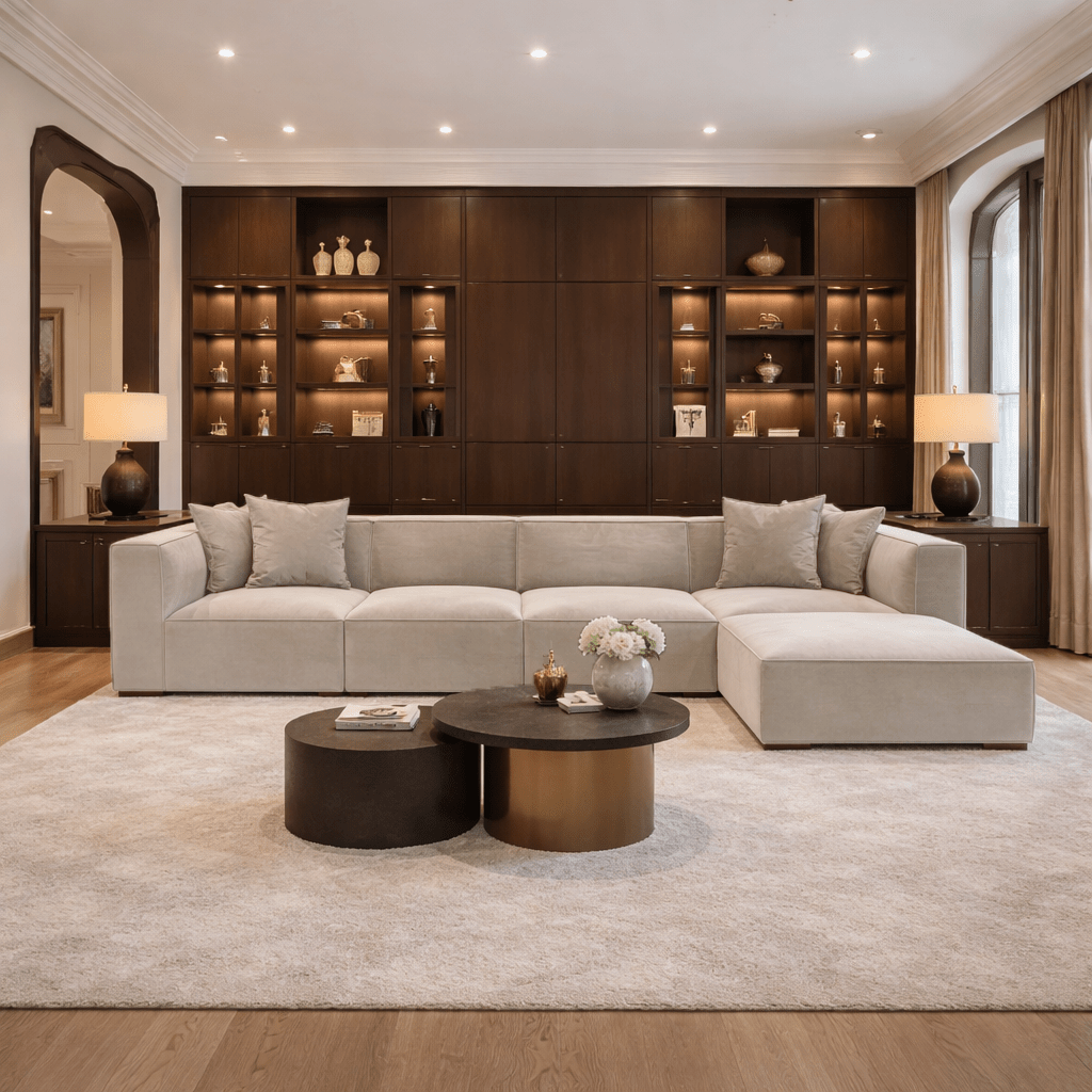 Modulares XXL-Ecksofa beige Leinen 430 cm breit Sora