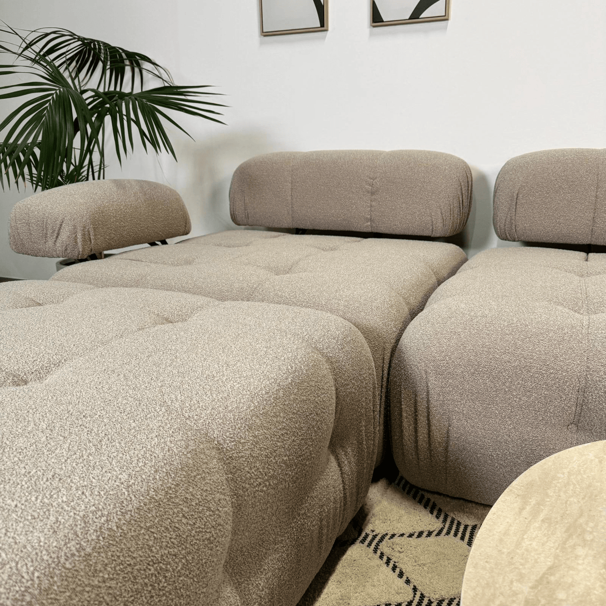 Modulare Bank 3sitzer mit Hocker Doeblo Beige