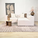 Modulares Ecksofa mit losen Hockern ecru-beige Leinenstoff Fora - links 