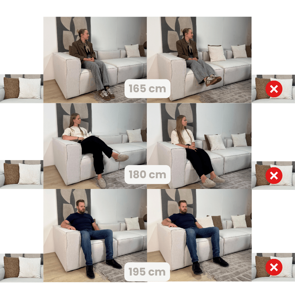 Modulares Ecksofa mit losen Hockern ecru-beige Leinenstoff Fora - links 