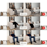 Modulares Ecksofa mit losen Hockern ecru-beige Leinenstoff Fora - links 