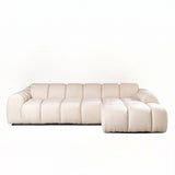 Banken-Ecksofa mit Loungebeige Bouclé Stoff - Streifen - rechts - Brix -Dimehouse