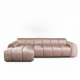 Banken-Ecksofa mit Loungesand Samt Strukturstoff - Streifen - links - Brix-Dimehouse