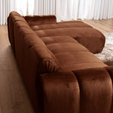 Banken-Ecksofa mit Lounge-Käufer Samt Strukturstoff - Streifen - rechts - Brix-Dimehouse