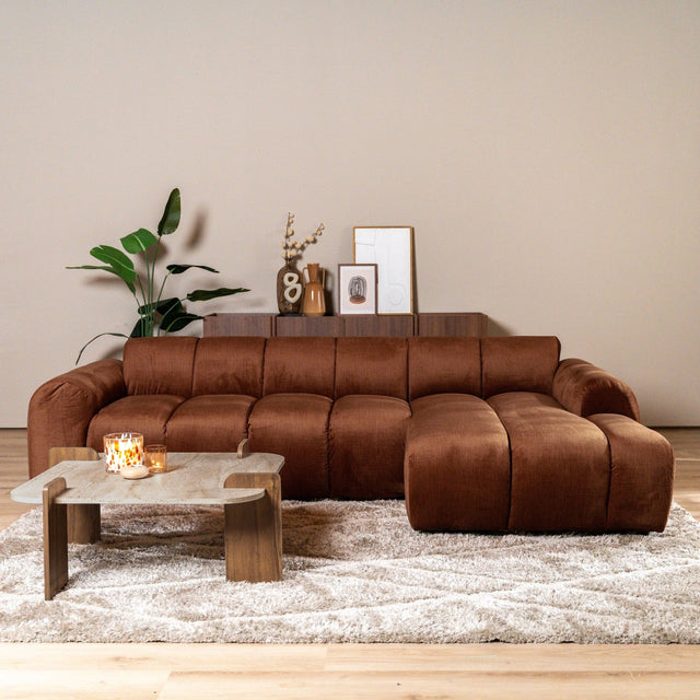 Banken-Ecksofa mit Lounge-Käufer Samt Strukturstoff - Streifen - rechts - Brix-Dimehouse