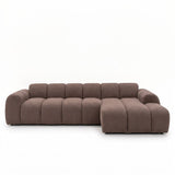 Banken-Ecksofa mit Lounge-Softbraun Bouclé Stoff - Streifen - rechts - Brix -Dimehouse