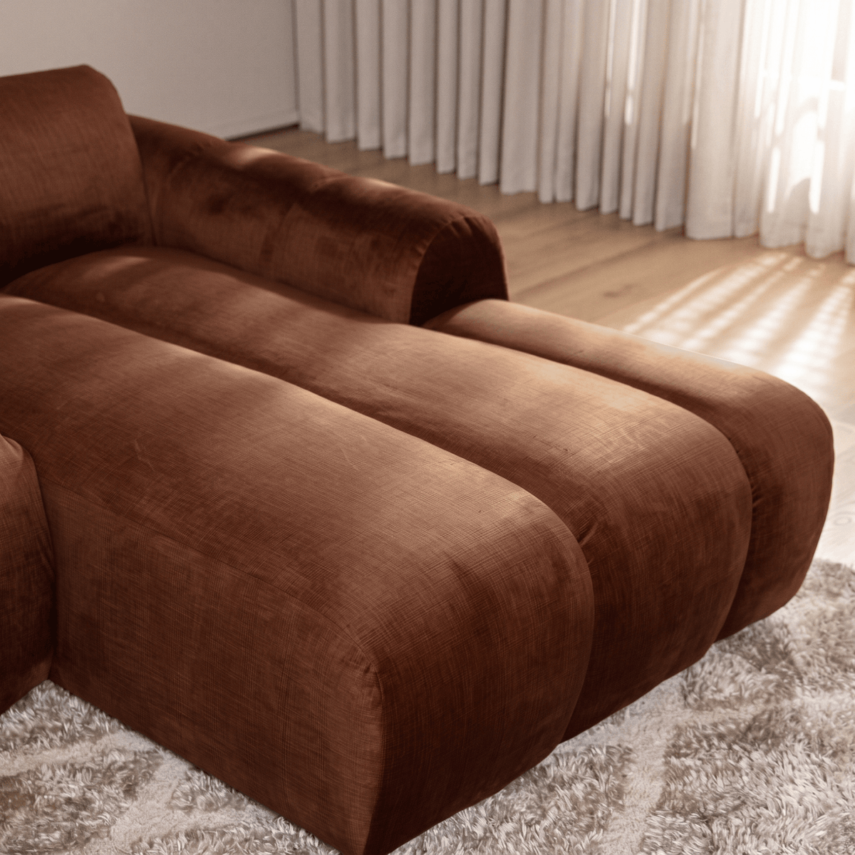 Banken-Ecksofa mit Lounge-Käufer Samt Strukturstoff - Streifen - rechts - Brix-Dimehouse