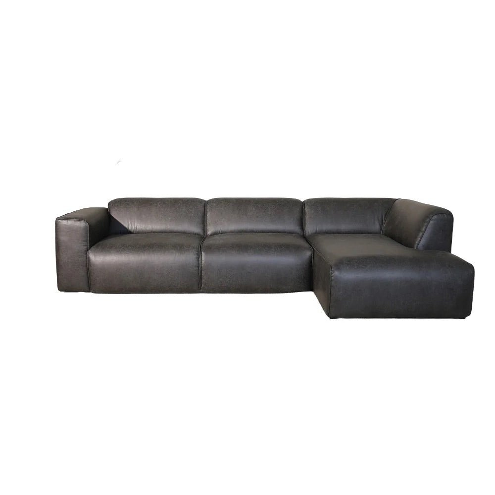 Banken-Hoekbank antraciet ecoleer - 305x169 cm - Jaylen - rechts-Dimehouse