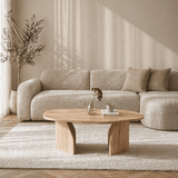 Bio Couchtisch Eiche Melamin Japandi – 105 x 65 cm – Regal