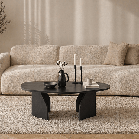 Bio-Couchtisch aus schwarzem Melamin – 105 x 65 cm – Gestell