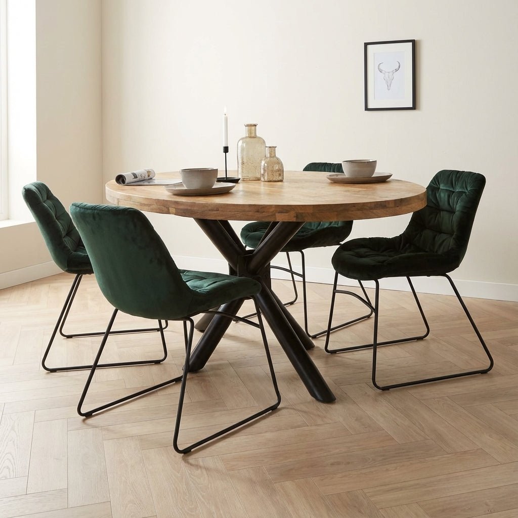 Ovale Eettafel Oregon Mangohout - Kruisframe sfeerfoto in modern interieur