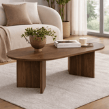 Salontafels - Ovale salontafel walnoot melamine - Japandi - 119x60 cm - Sota - Dimehouse