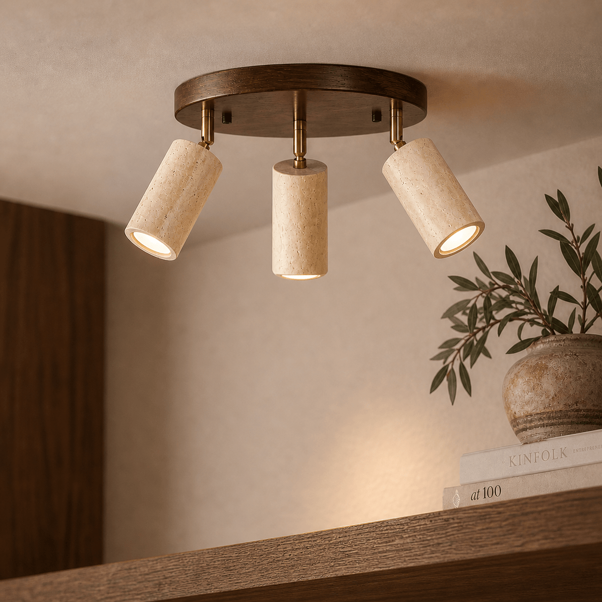 Nur C – Kappe aus Walnuss-Beige-Walnuss-Travertin