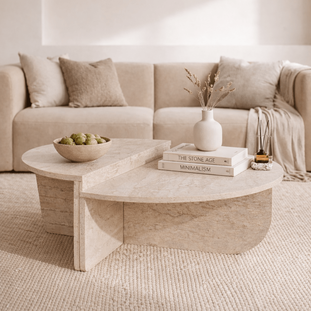 Rund Couchtisch Marmoroptik 85 cm Orin