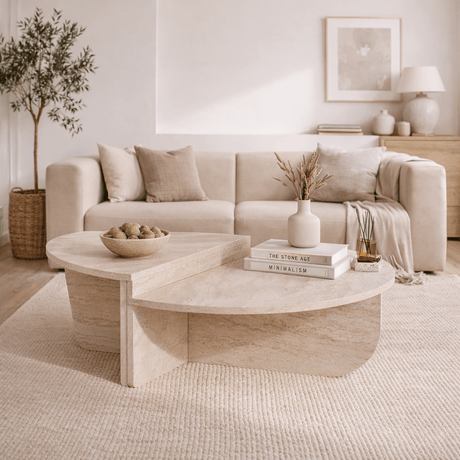 Runder Couchtisch Marmorlook Melamin 85 cm Orin 