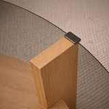 Runder Couchtisch Eiche Melamin Rauchglas Ø75 cm - Kairo