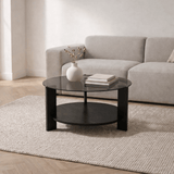 Runder Couchtisch aus schwarzem Melamin-Rauchglas Ø75 cm - Kairo