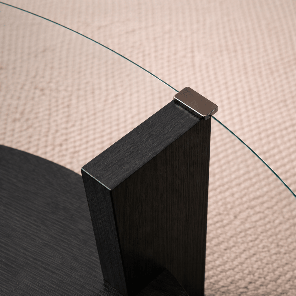 Runder Couchtisch aus schwarzem Melamin und transparentem Glas Ø75 cm - Kairo