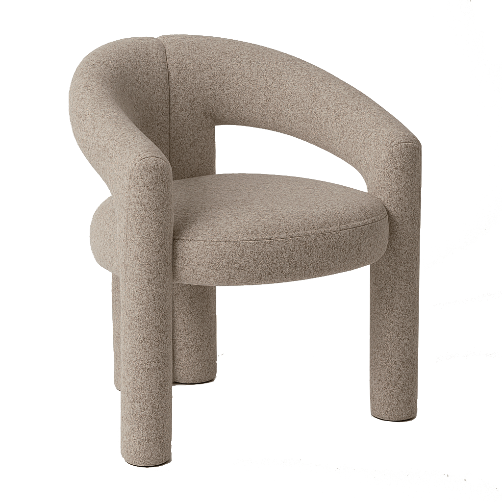 Design Esszimmerstuhl Sandfarbe Bouclé Maro - Vollständig Stoff 