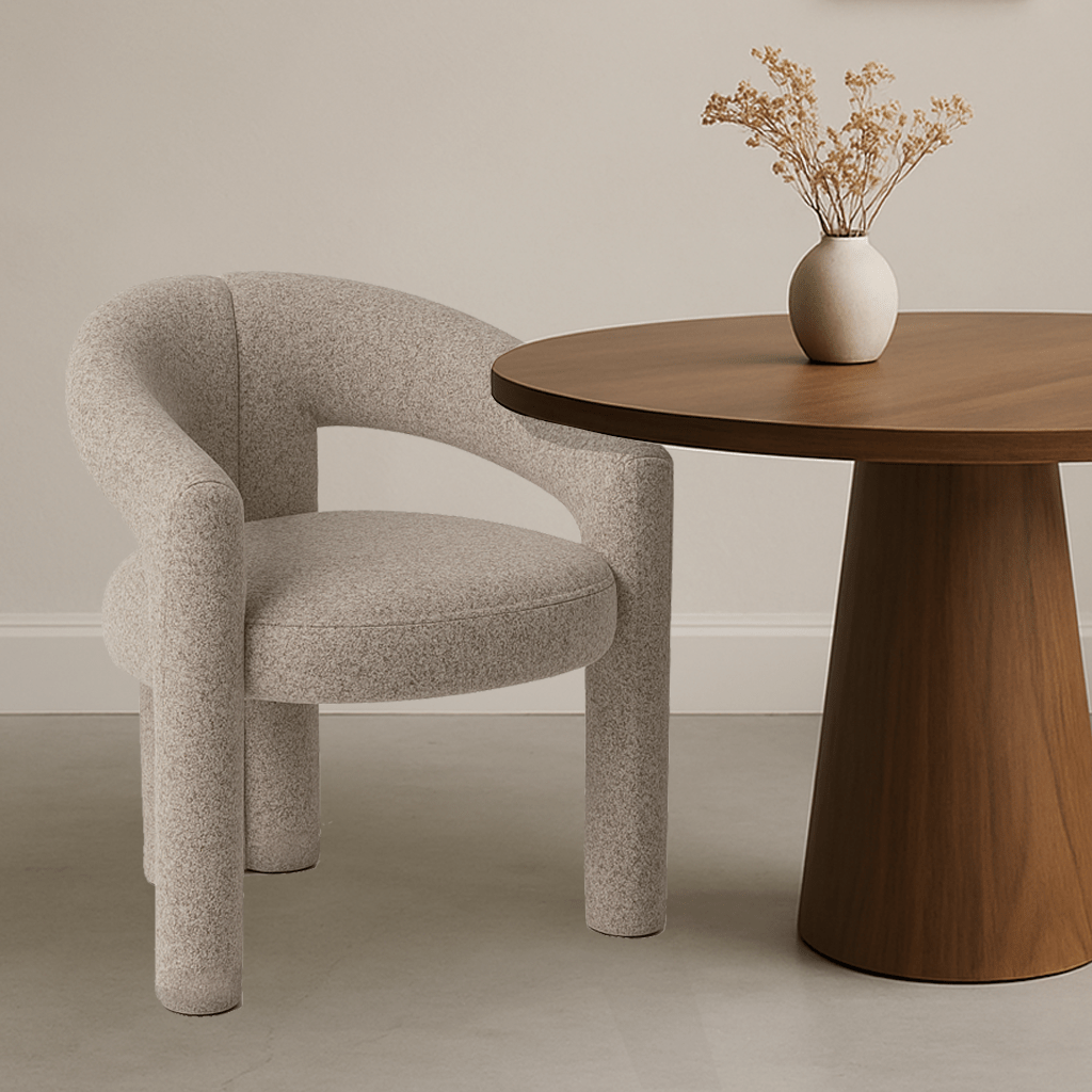 Design Esszimmerstuhl Sandfarbe Bouclé Maro - Vollständig Stoff 