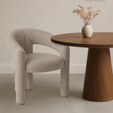Design Esszimmerstuhl Sandfarbe Bouclé Maro - Vollständig Stoff 