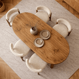 Ovale eettafel Grenen melamine - Japandi -  180x89,5x75 cm - Sota