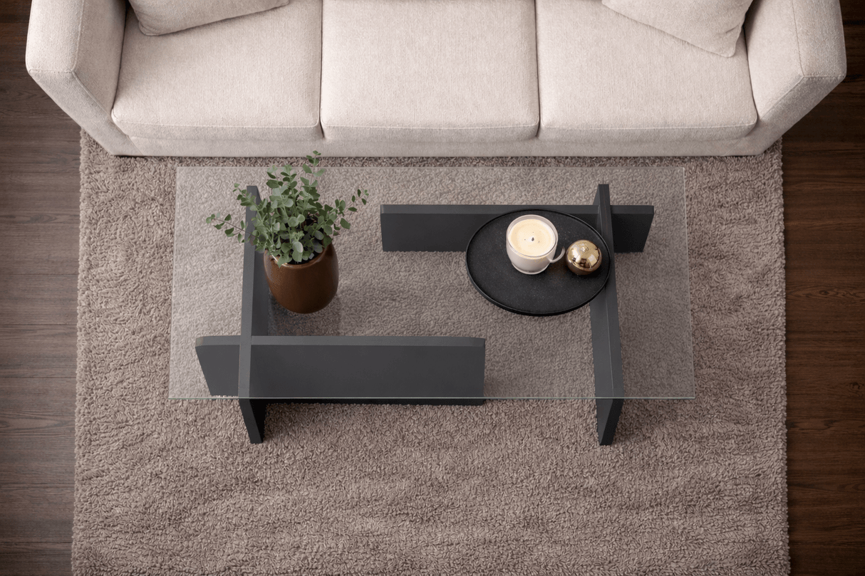 Couchtisch Glas Anthrazit Opal 105x65 cm