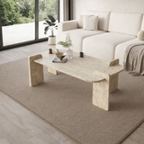 Salontafels - Salontafel Travertin melamine Japandi - 120 x 60 cm - ronde hoeken - Lovge - Dimehouse