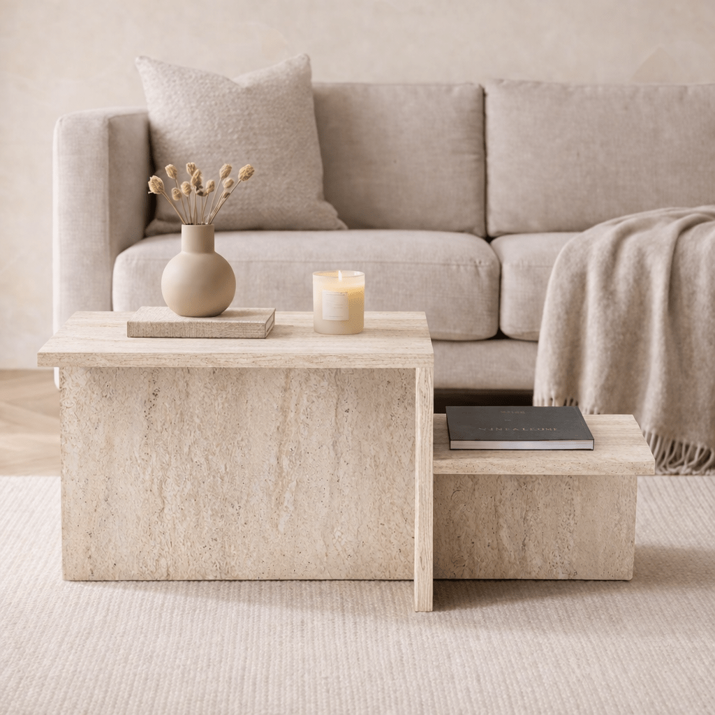 Couchtisch Beige Marmorlook Melamin Eterna 
