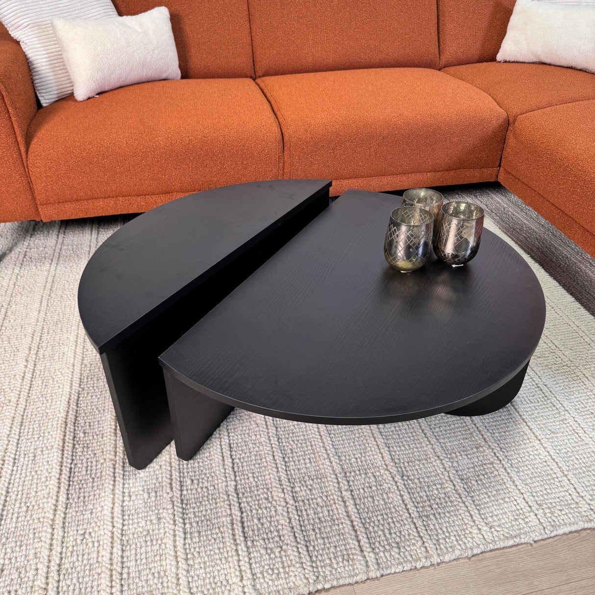 Runde Couchtisch Schwarz Gestuft Melamin 85 cm Orin 