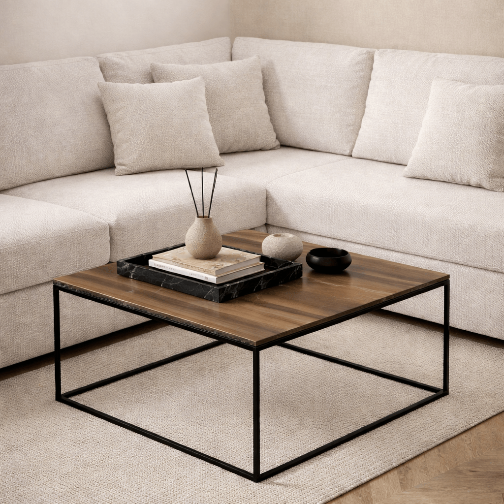 Quadratischer Couchtisch Walnuss - 75x75 cm