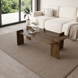 Salontafels - Salontafel Walnoot melamine Japandi - 120 x 60 cm - ronde hoeken - Lovge - Dimehouse
