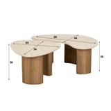 Couchtisch Set von 2 Jimi Travertinplatte mit Walnussgestell 