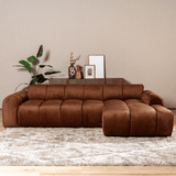 Banken-Ecksofa mit Lounge-Käufer Samt Strukturstoff - Streifen - rechts - Brix-Dimehouse