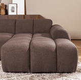 Banken-Ecksofa mit Lounge-Softbraun Bouclé Stoff - Streifen - rechts - Brix -Dimehouse