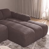 Banken-Ecksofa mit Lounge-Softbraun Bouclé Stoff - Streifen - rechts - Brix -Dimehouse