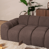 Banken-Ecksofa mit Lounge-Softbraun Bouclé Stoff - Streifen - rechts - Brix -Dimehouse