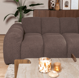 Banken-Ecksofa mit Lounge-Softbraun Bouclé Stoff - Streifen - rechts - Brix -Dimehouse