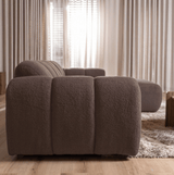 Banken-Ecksofa mit Lounge-Softbraun Bouclé Stoff - Streifen - rechts - Brix -Dimehouse
