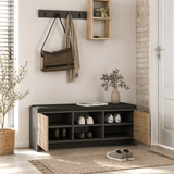 Schuhschrank aus Eiche mit anthrazitfarbenem Melamin – sechs Fächer – 110 x 43 x 37 cm – Zulla